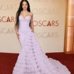 Chase Infiniti lavender Louis Vuitton gown Oscars 2026