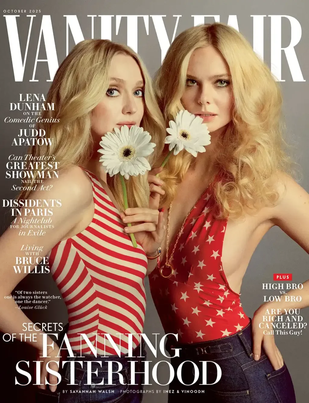 Dakota and Elle Fanning pose together at Vanity Fair cover shoot 2025