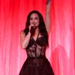 Demi Lovato black lace corset mini Women Cancer Research Fund Gala