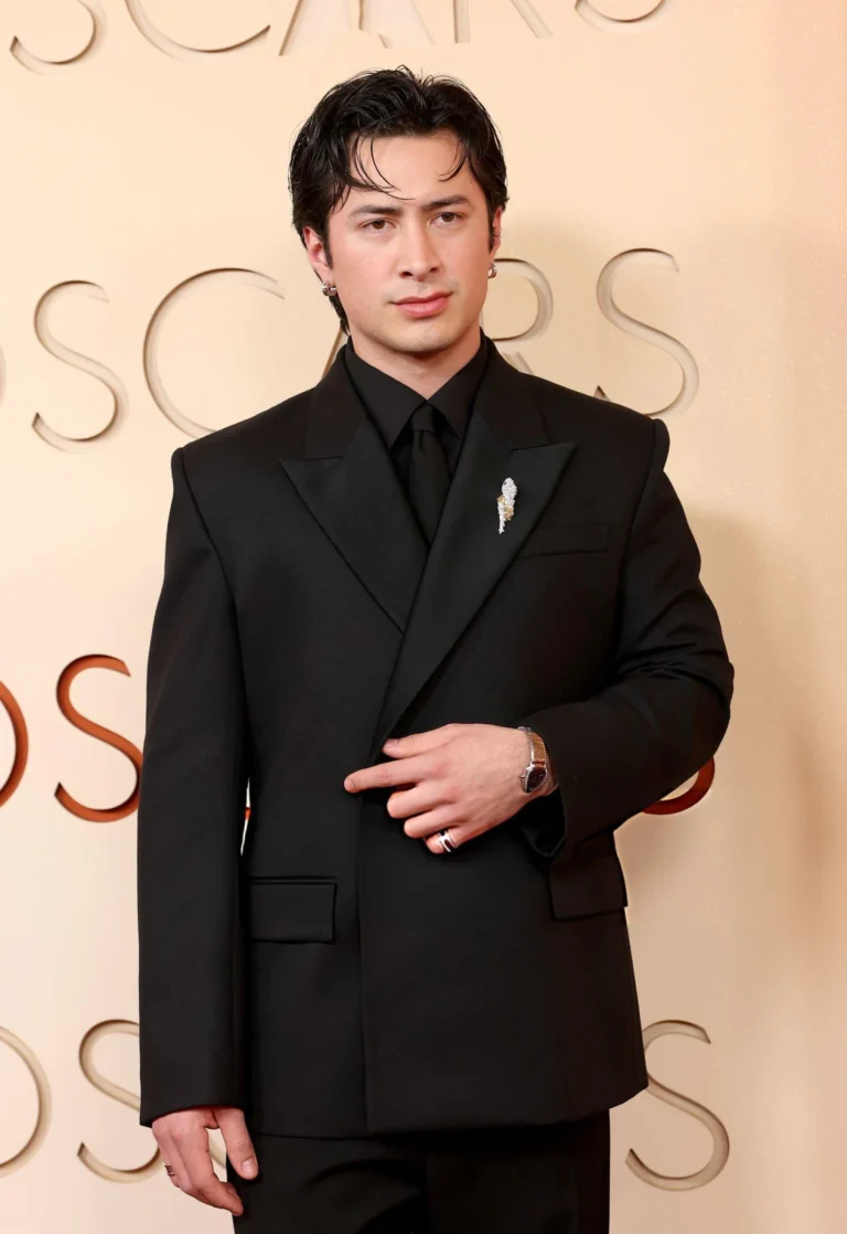 Hudson Williams all black suit 98th Oscars red carpet