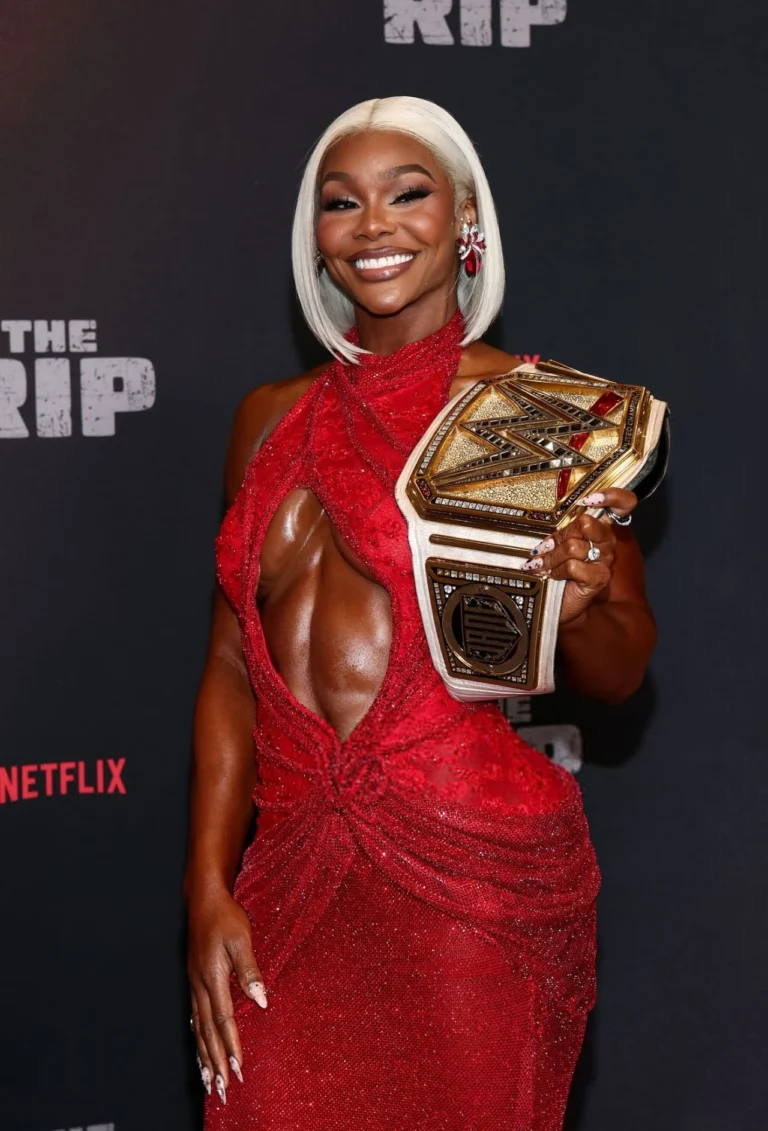 Jade Cargill Stuns in a Red Cut-Out Gown at The Rip NYC Premiere