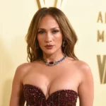 Jennifer Lopez in beaded red strapless gown with Sabyasachi High Jewelry in Los Angeles