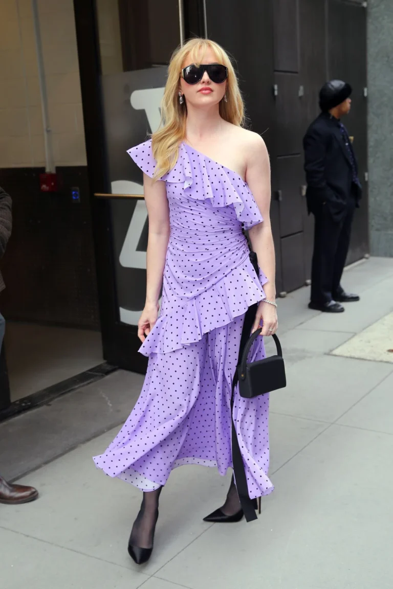 Kathryn Newton Carolina Herrera polka dot dress New York 2026