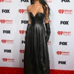 Nicole Scherzinger black leather gown iHeartRadio Awards 2026 red carpet