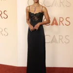 Zoe Saldaña Saint Laurent black gown Oscars 2026